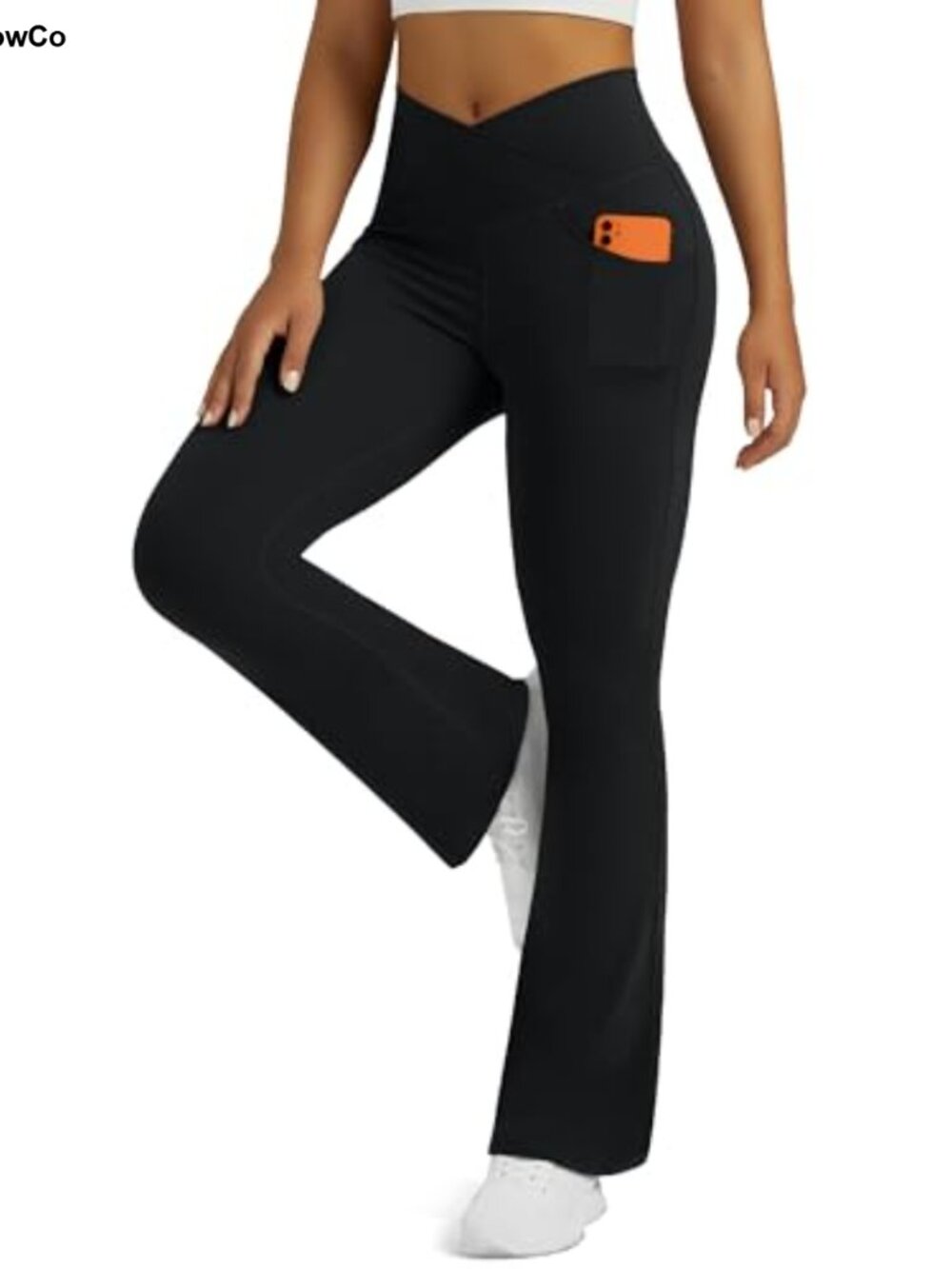 Women's Flare Leggings with Pockets High Waisted Crossover Yoga Pants